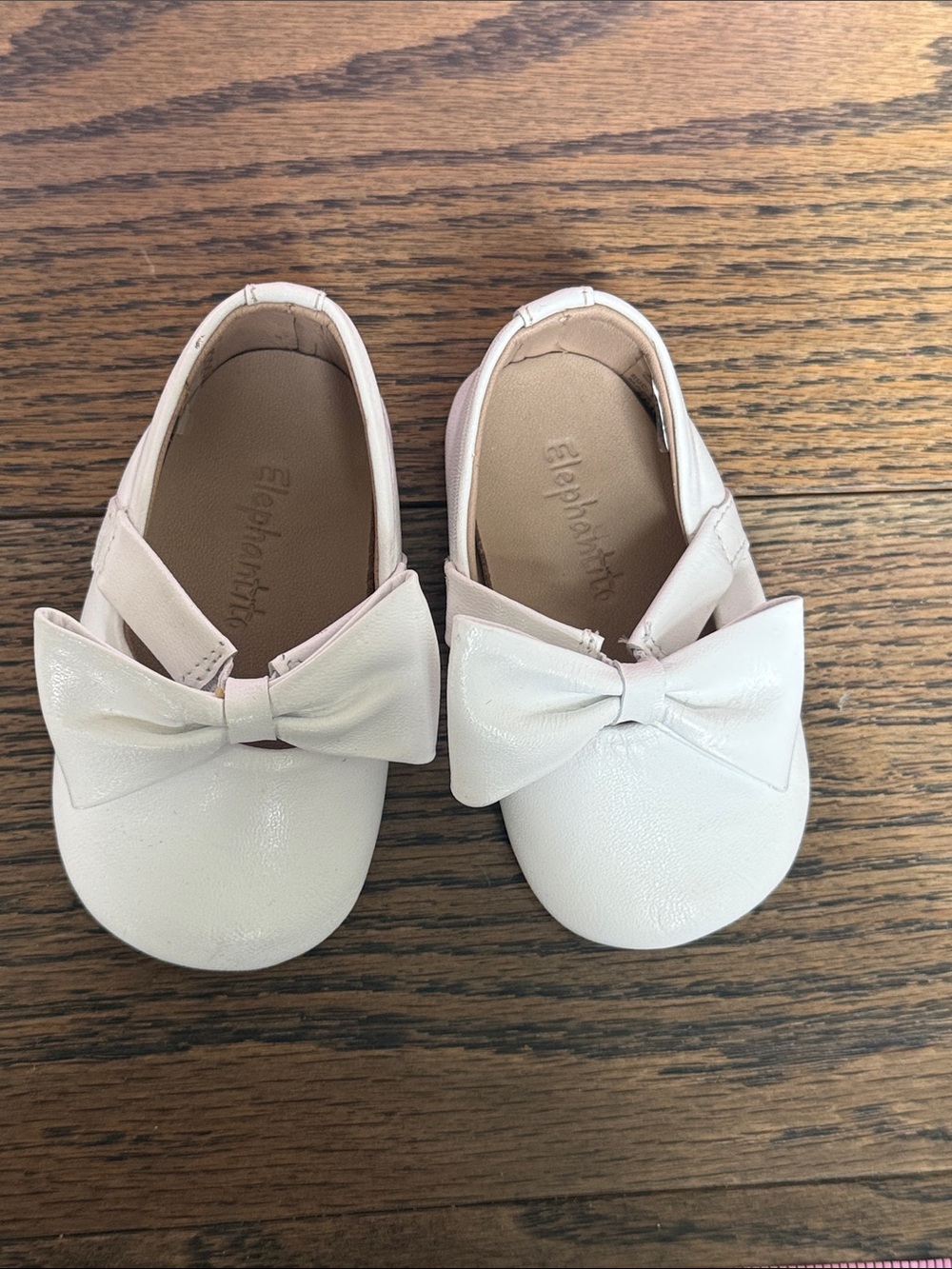Elephantito Cream Bow Slip-On Baby Shoes size 3 baby walker NWOT - Picture 3 of 11